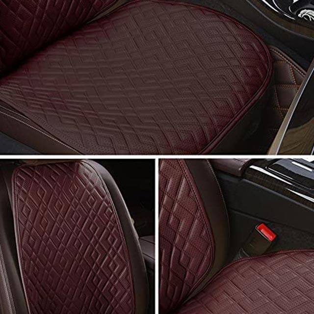 Easy to Clean 1 Pair Luxury PU Car Seat Covers Protectors for Front Seats ISFC INSURFINSPORT Car Seat Covers Diamond Check for Non-Slip Universal Fit for Most Cars （Dark Brown） 